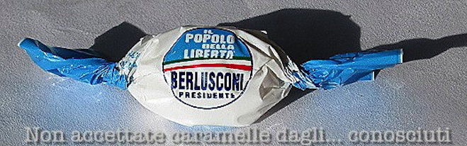 una caramella con pubblicità elettorale per Il Popolo delle libertà